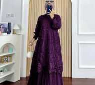 Meisya Dress Kondangan Full Brukat Mewah Elegant 2025 - Burgundy, M